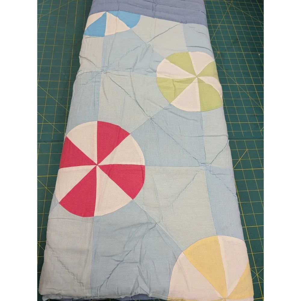 Beach Ball Handmade Quilt Featuring a Curved Piecing Pattern 65 X 71 Twin Child